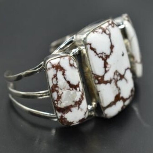 Huge Wild Horse Jasper Sterling Silver Cuff Bracelet Southwestern Bracelet Large - Picture 2 of 6